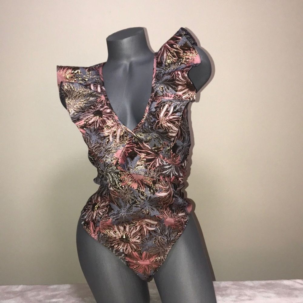 Victoria’s Secret Exclusive Floral Bodysuit Fishnet Teddy. Size small. NWT